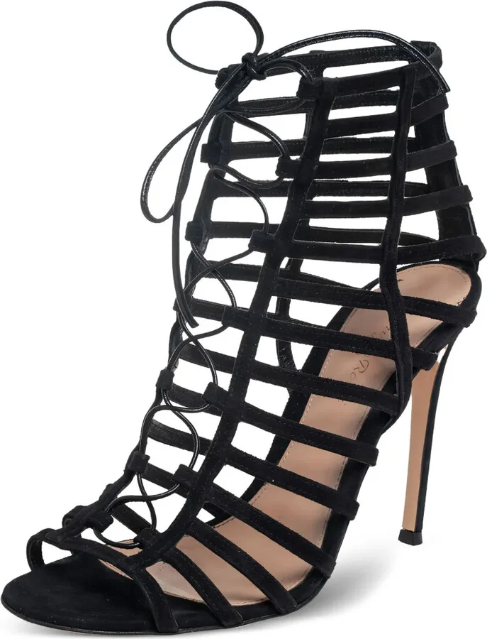 2024 110mm Caged Lace-Up Sandals - Image 2