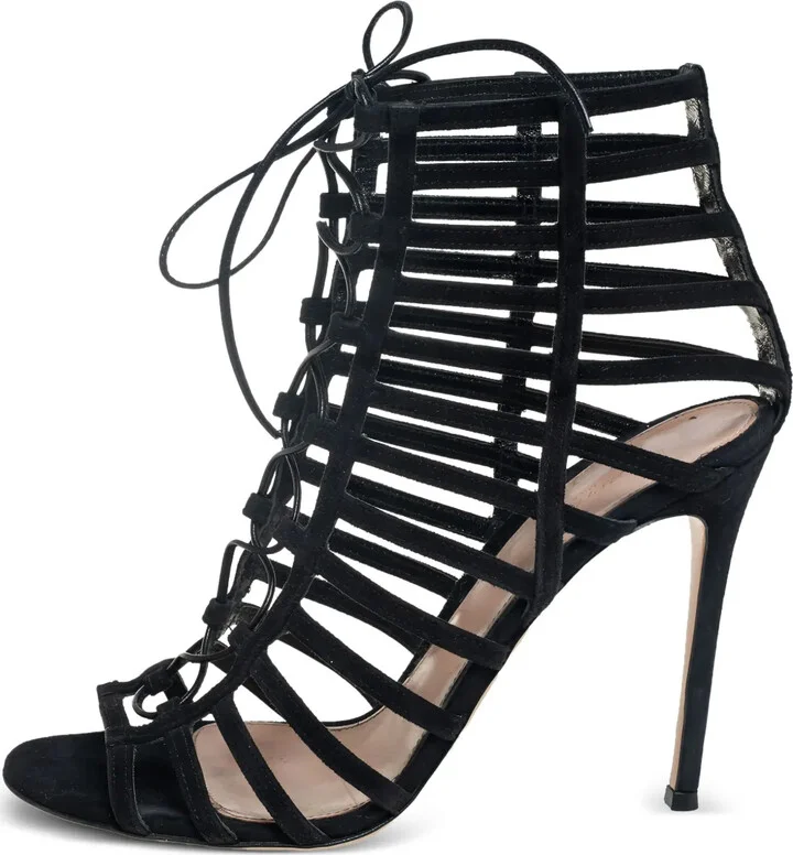 2024 110mm Caged Lace-Up Sandals