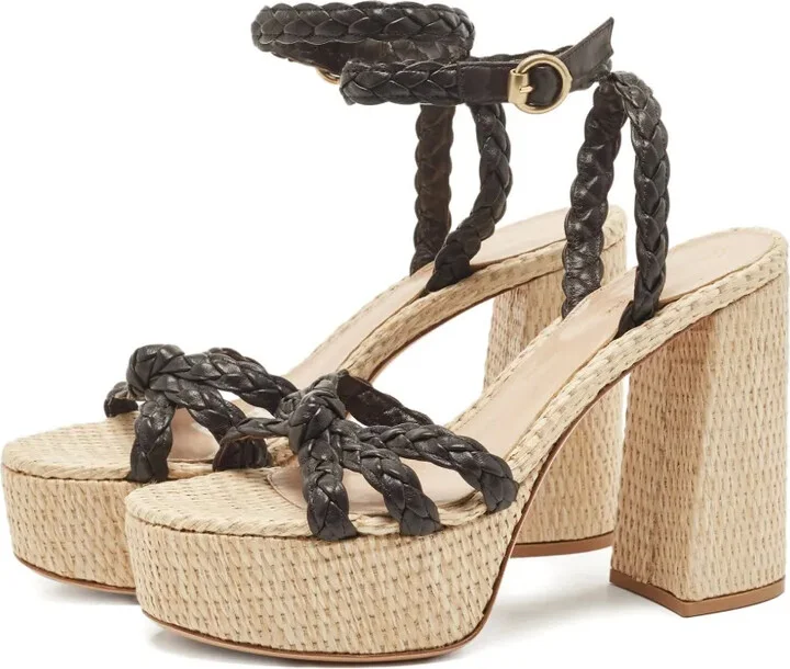 2024 130mm Pre-Owned Braided Leather Platform Sandals - Image 2