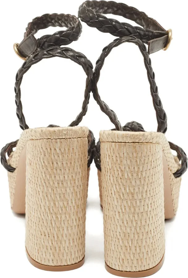 2024 130mm Pre-Owned Braided Leather Platform Sandals - Image 3