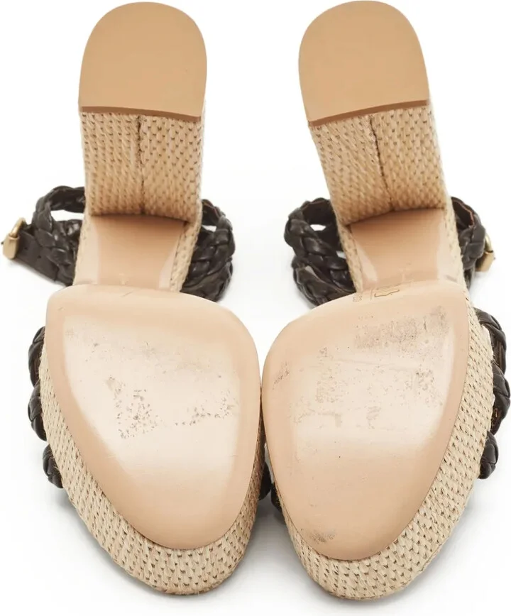 2024 130mm Pre-Owned Braided Leather Platform Sandals - Image 4