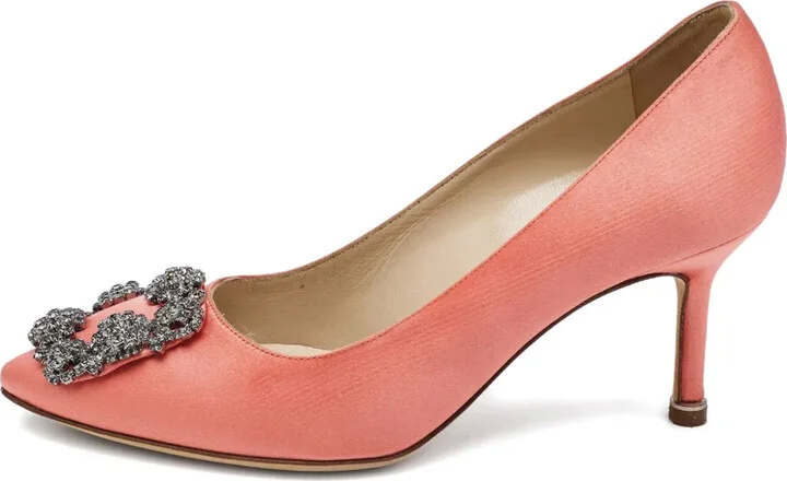 2024 Crystal Buckle satin pumps