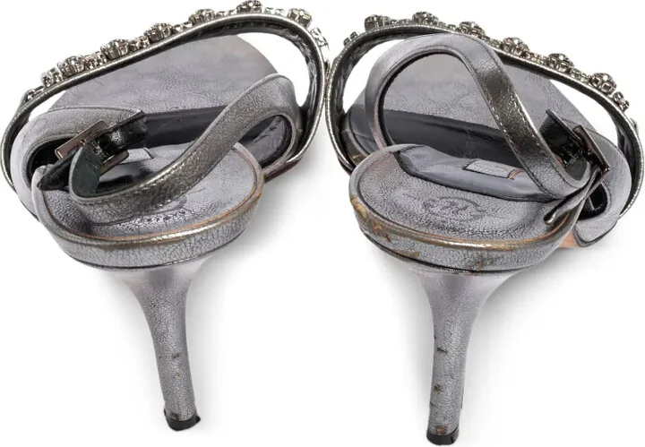 2024 Pre-Owned 90mm Crystal-Embellishment Sandals - Image 4