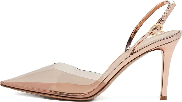 2024 pre-owned 90mm Ribbon D'Orsay clear heeled pumps