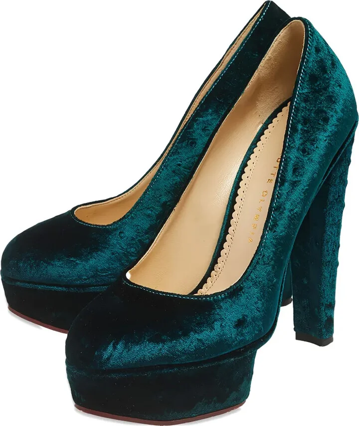 2024 pre-owned Dolly velvet platform pumps - Image 2