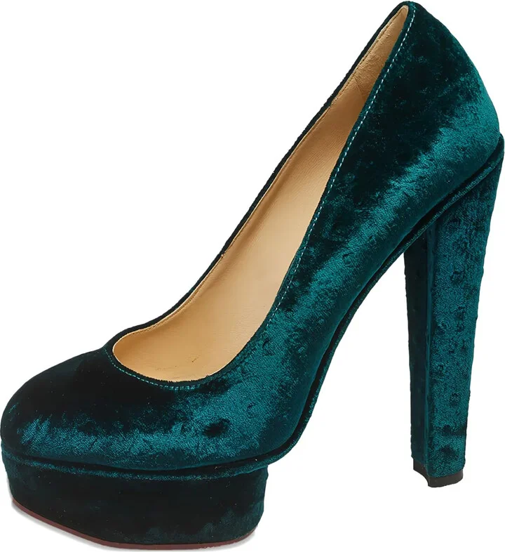 2024 pre-owned Dolly velvet platform pumps