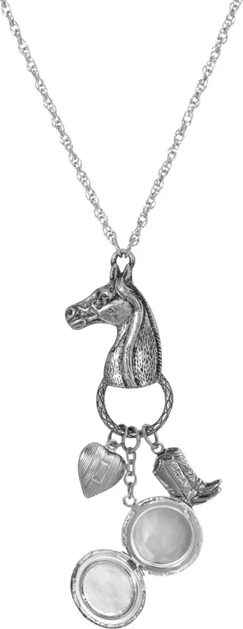 2028 Horse Head with Heart and Boot Charm Necklace - Image 2