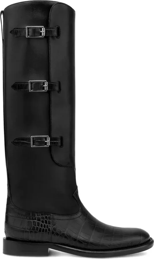 20mm Montana Buckle crocodile-embossed boots
