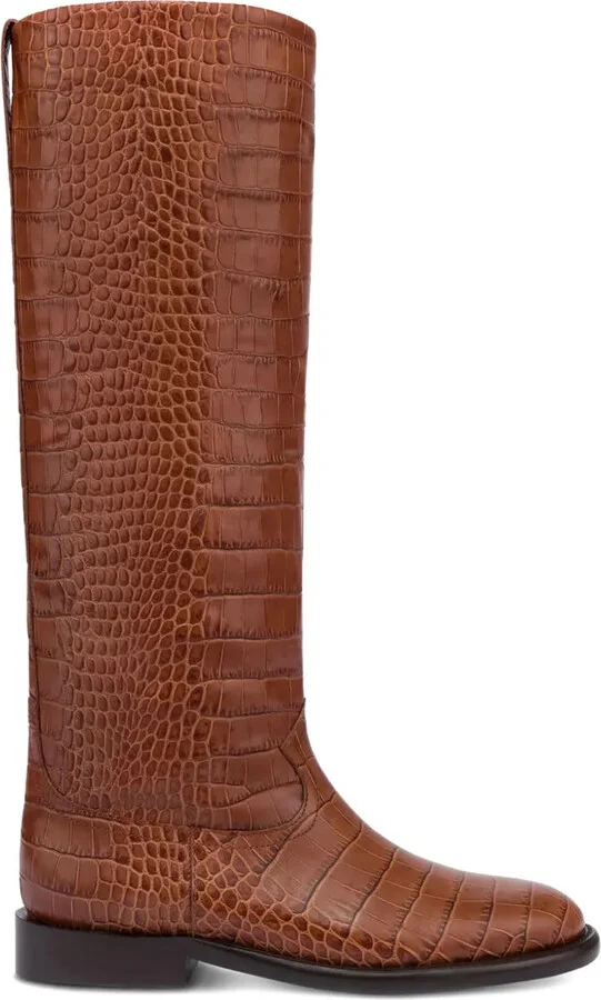 20mm Montana croco-embossed leather boots