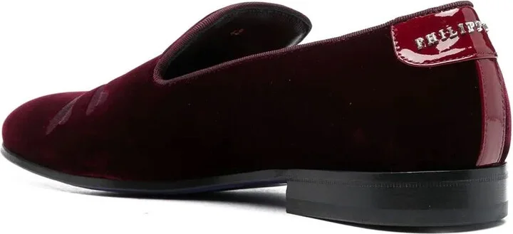 20mm Skull-Embroidered Velvet Loafers - Image 3