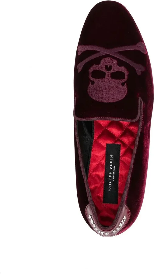 20mm Skull-Embroidered Velvet Loafers - Image 4