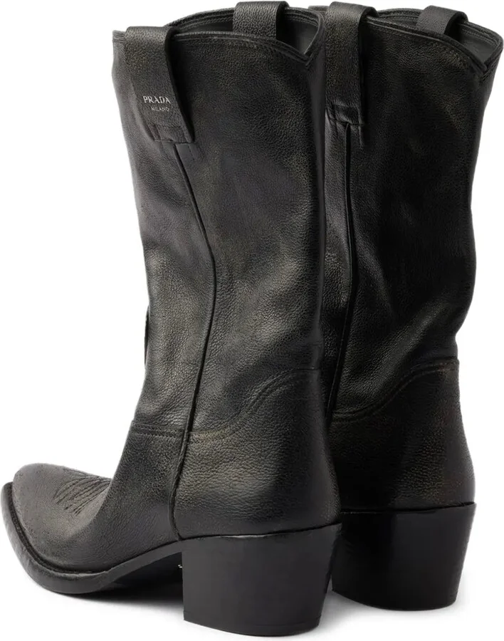25mm Grained Leather Cowboy Boots - Image 3