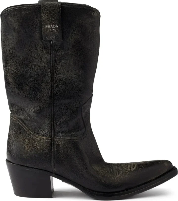 25mm Grained Leather Cowboy Boots