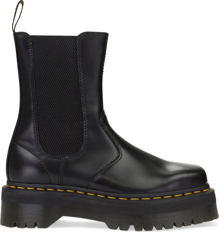 2976 Hi Quad Squared Polished Smooth Chelsea Black Ankle Boots