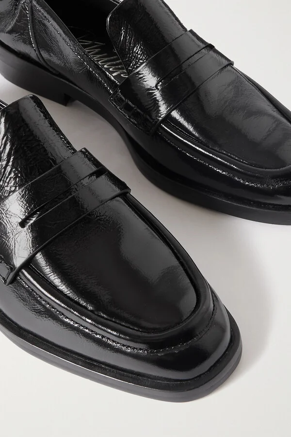 3.1 PHILLIP LIM - Alexa Cracked-leather Penny Loafers - Black - Image 4