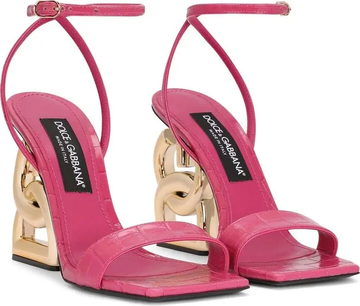 3.5 105mm Crocodile-Embossed Leather Sandals - Image 2