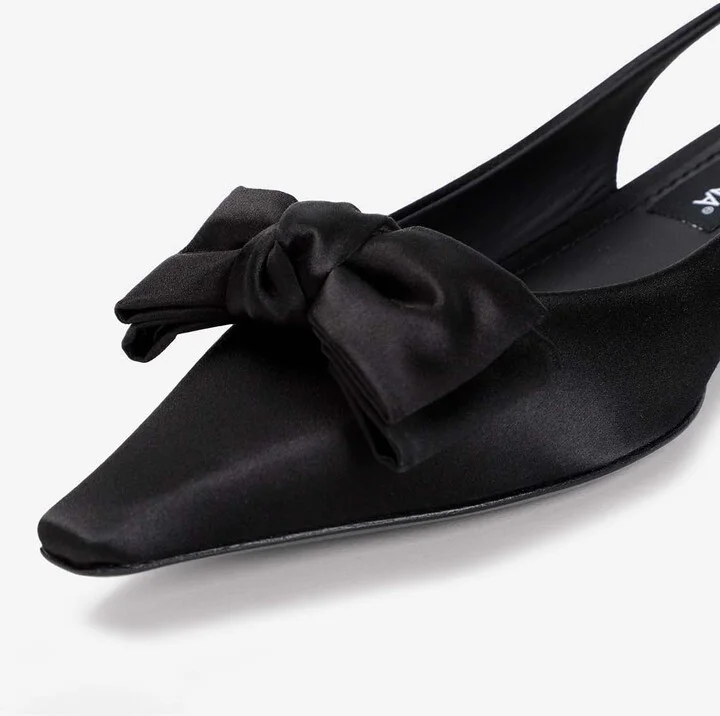 30 Pointed Slingback Satin Pumps - Image 3