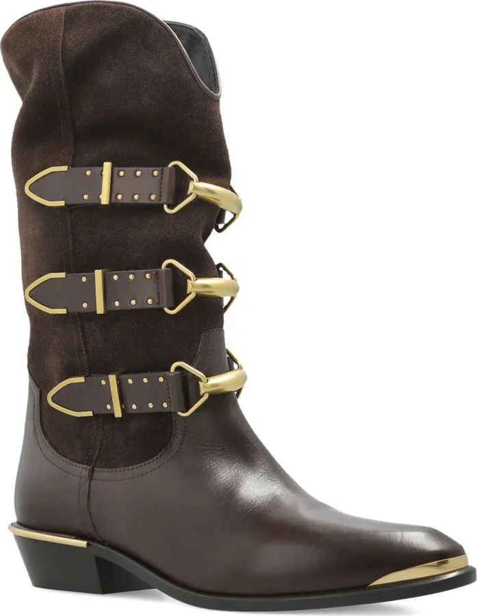 30mm Buckle-Detail Suede Leather Boots - Image 2