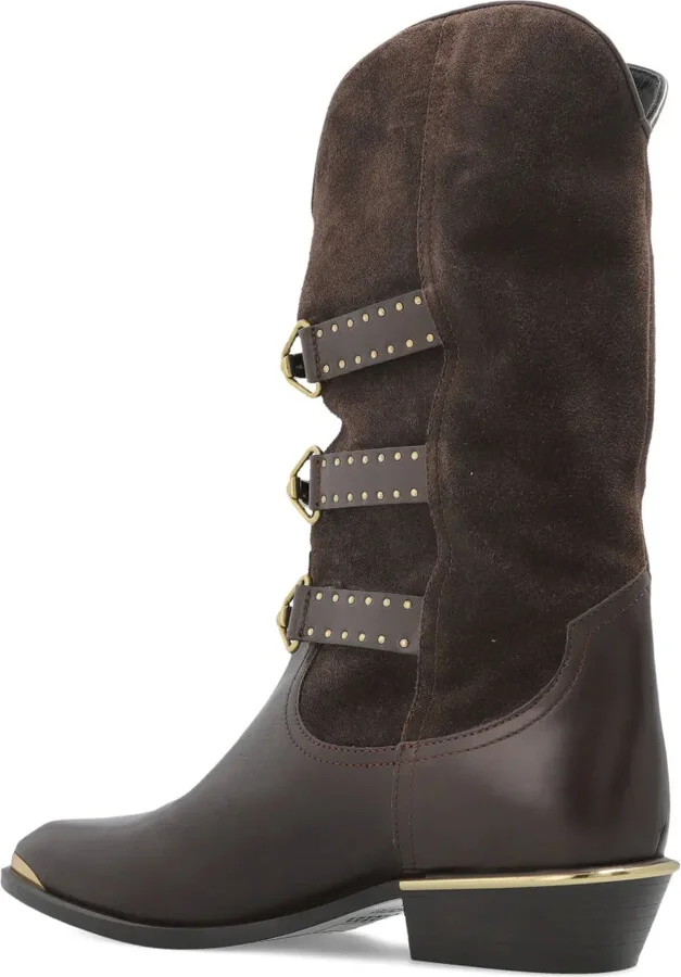 30mm Buckle-Detail Suede Leather Boots - Image 3