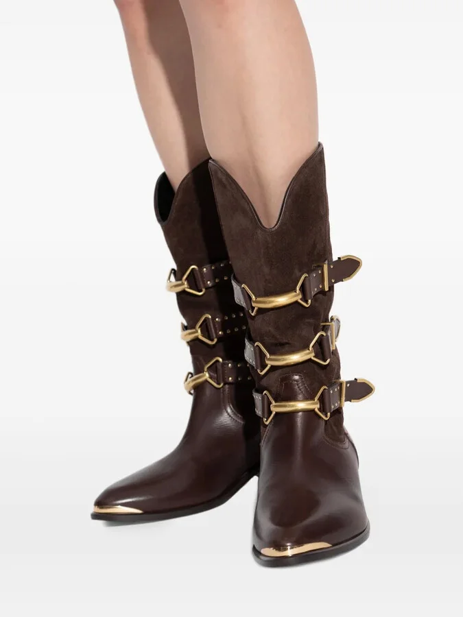 30mm Buckle-Detail Suede Leather Boots - Image 5