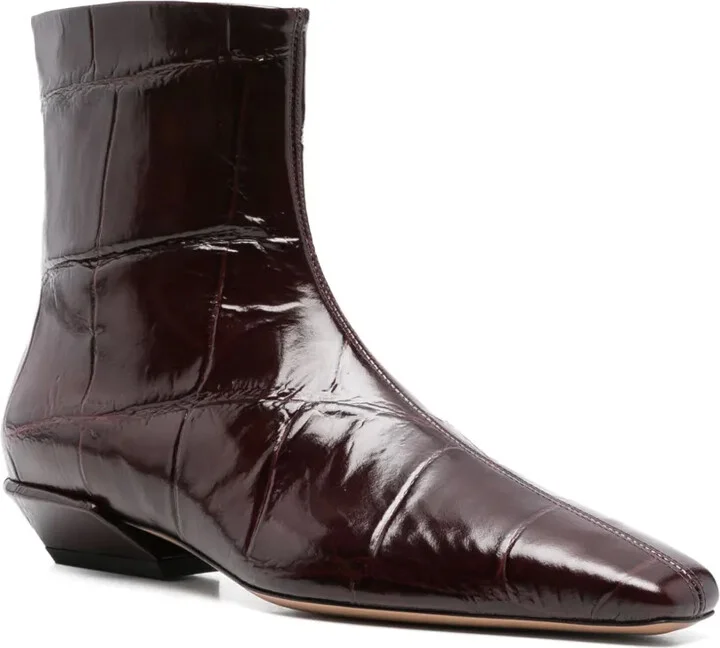 30mm Crocodile-Effect Pointed-Toe Ankle Boots - Image 2
