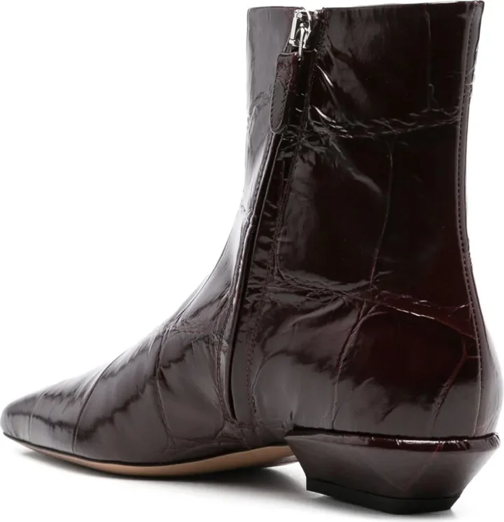 30mm Crocodile-Effect Pointed-Toe Ankle Boots - Image 3