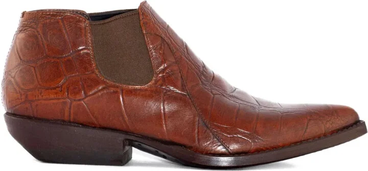 30mm Crocodile-Print Slip-On Boots