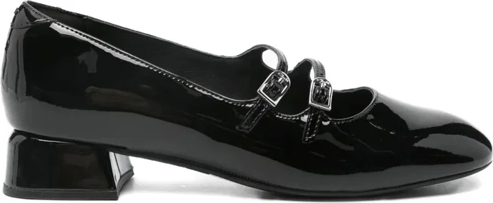 30mm Daiss patent-leather buckled pumps