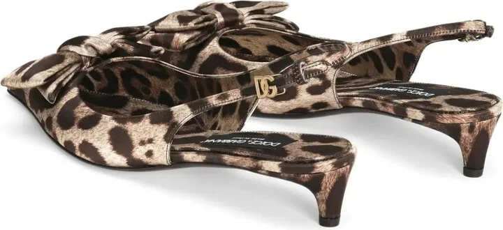 30mm Leopard-Print Satin Slingback Pumps - Image 3