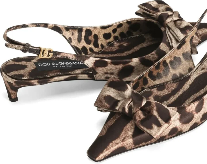 30mm Leopard-Print Satin Slingback Pumps - Image 4