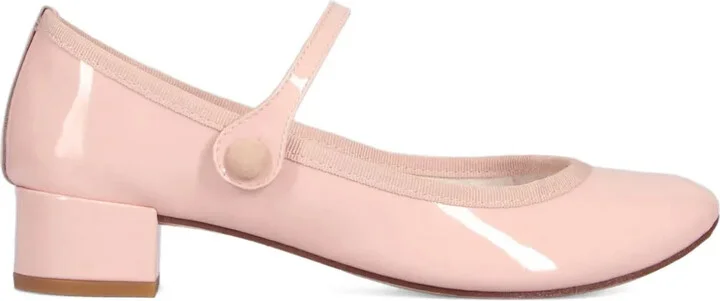 30mm Patent Leather Button-Fastening Heeled Pumps