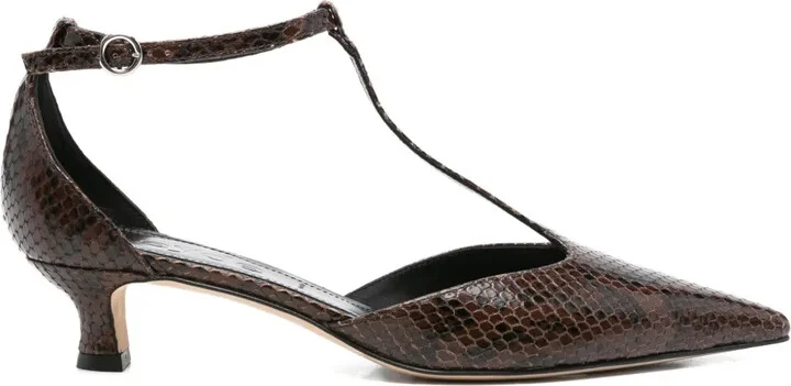 30mm Snakeskin Leather Pumps