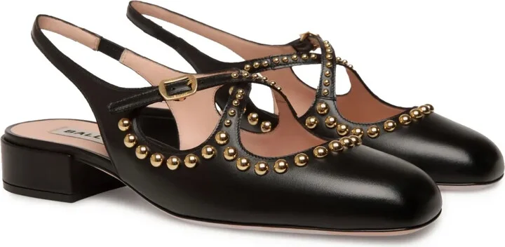 30mm Studded Leather Pumps