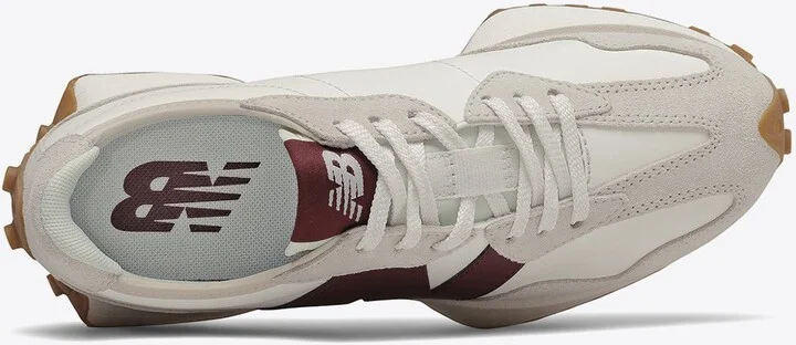 327 Low-Top Sneakers in Moonbeam with Classic Burgundy - Image 2