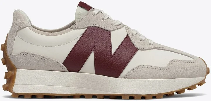 327 Low-Top Sneakers in Moonbeam with Classic Burgundy