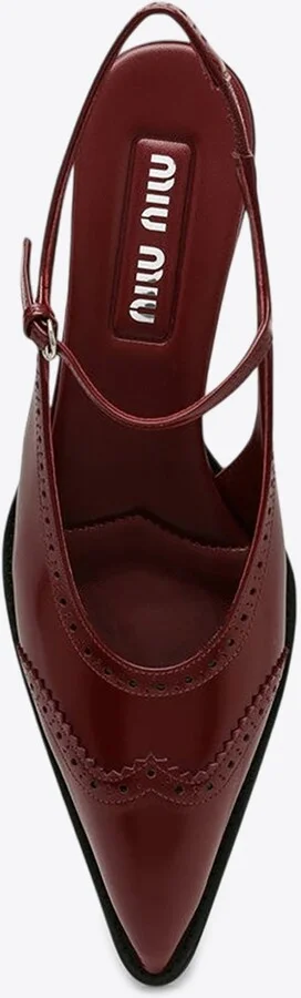 35 Brogue Slingback Pumps in Brushed Leather - Image 2