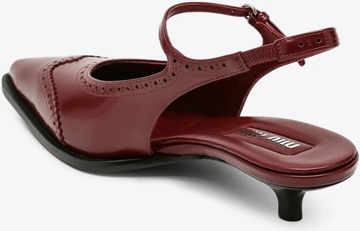 35 Brogue Slingback Pumps in Brushed Leather - Image 3