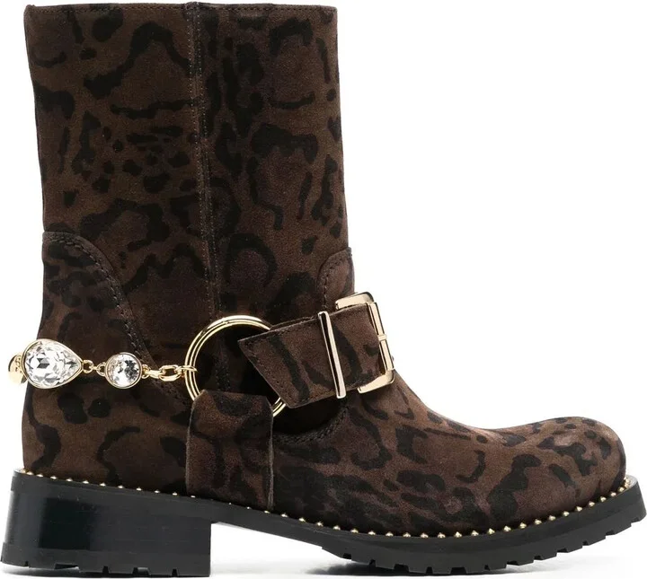 35mm Blake leopard-print biker boots
