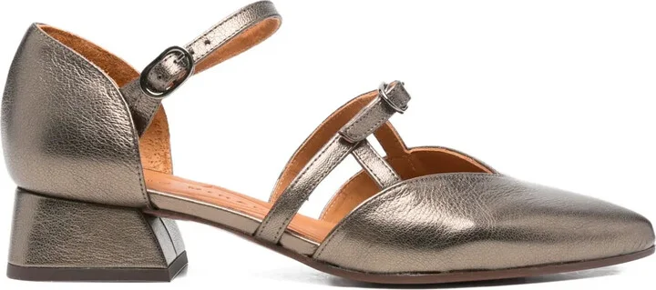 35mm Buckle-Strap Pointed-Toe Pumps