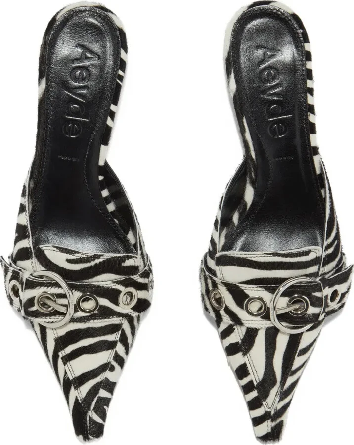 35mm Danielle zebra-print pointed mules - Image 3