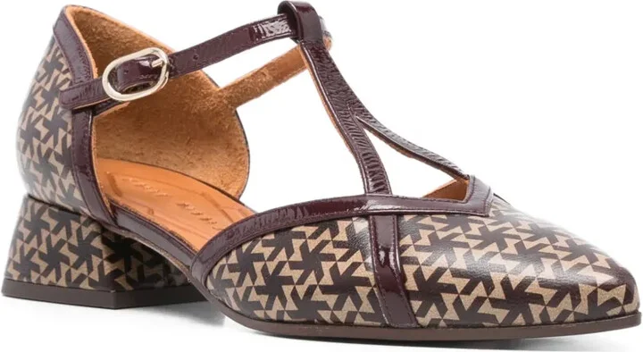 35mm geometric-print T-bar pumps - Image 2