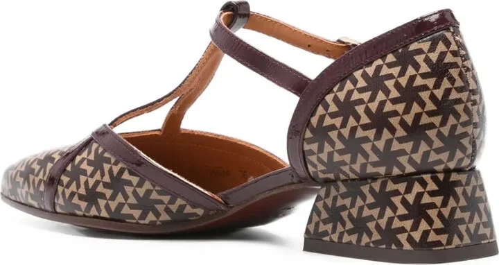 35mm geometric-print T-bar pumps - Image 3