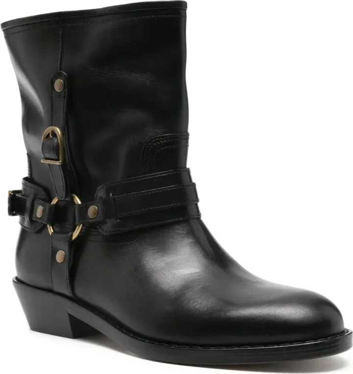 35mm Leather Biker Boots - Image 2