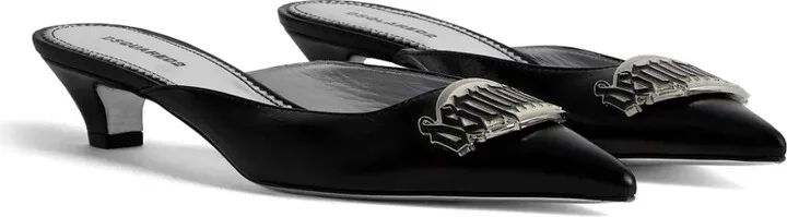 35mm Logo-Plaque Leather Mules - Image 2