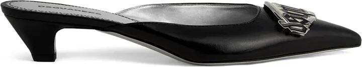 35mm Logo-Plaque Leather Mules