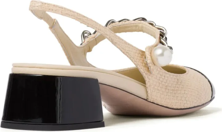 35mm Pearl-Embellished Raffia Pumps - Image 3