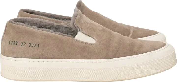 35mm Slip On Sneakers with Shearling in Brown Suede