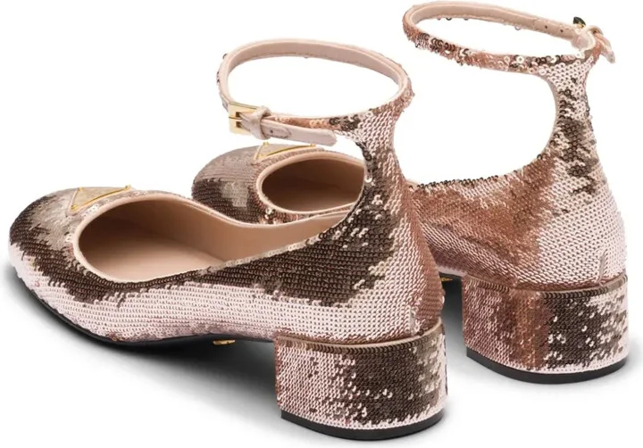 35mm Triangle-Logo Sequin-Detail Pumps - Image 3