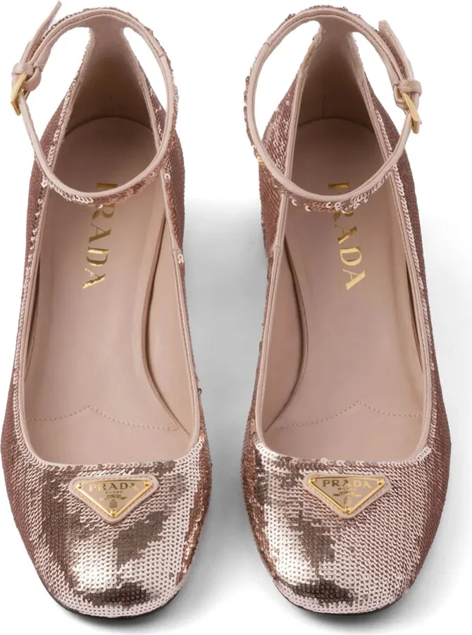 35mm Triangle-Logo Sequin-Detail Pumps - Image 4