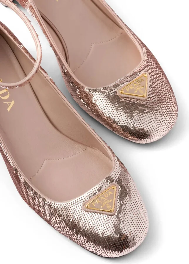 35mm Triangle-Logo Sequin-Detail Pumps - Image 5